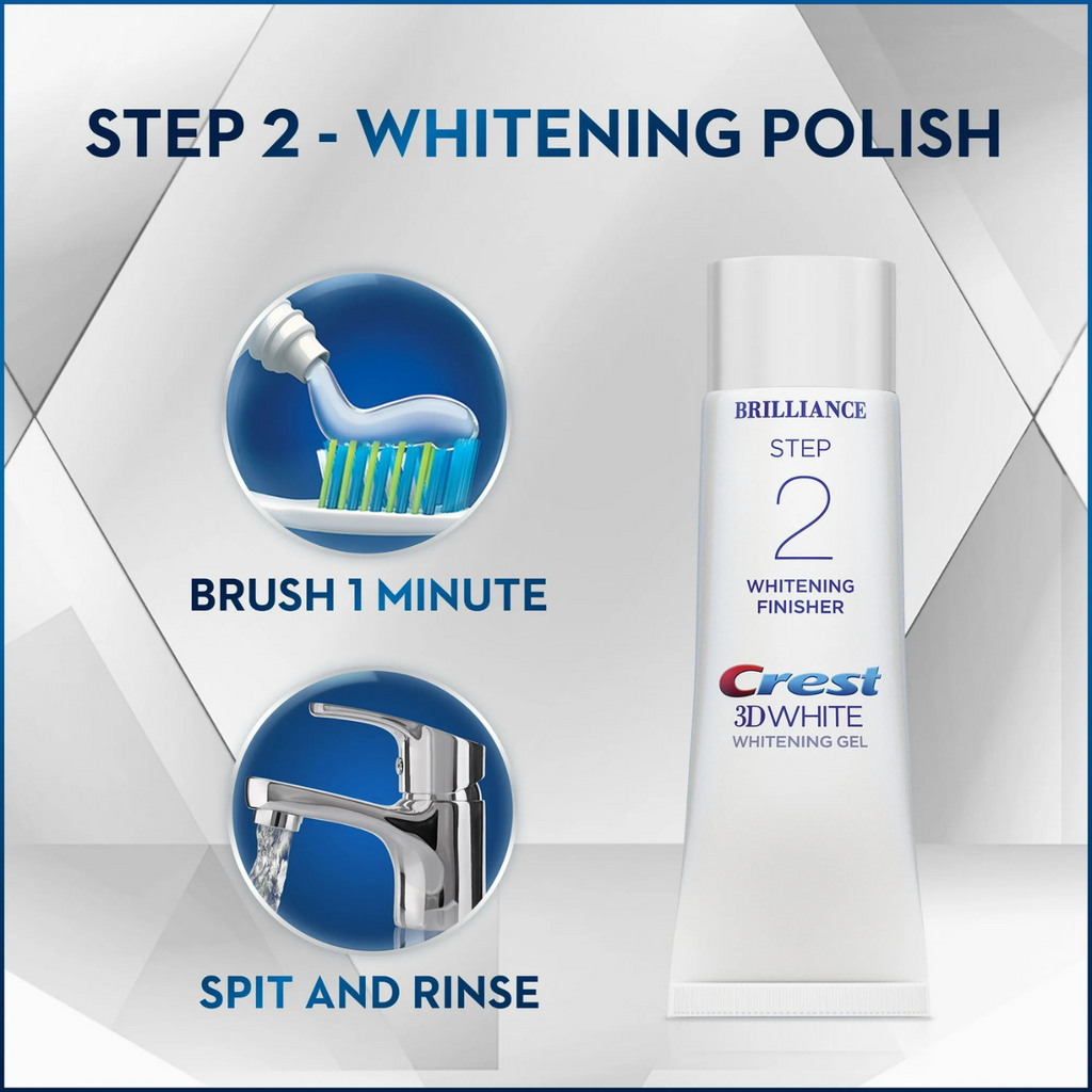 Dentifrice Crest 3D White Brilliance Whitening 2-Step (113g) & (65g)