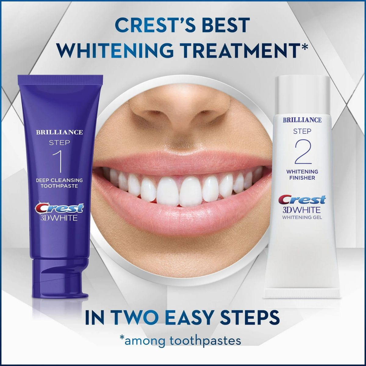 Dentifrice Crest 3D White Brilliance Whitening 2-Step (113g) & (65g)