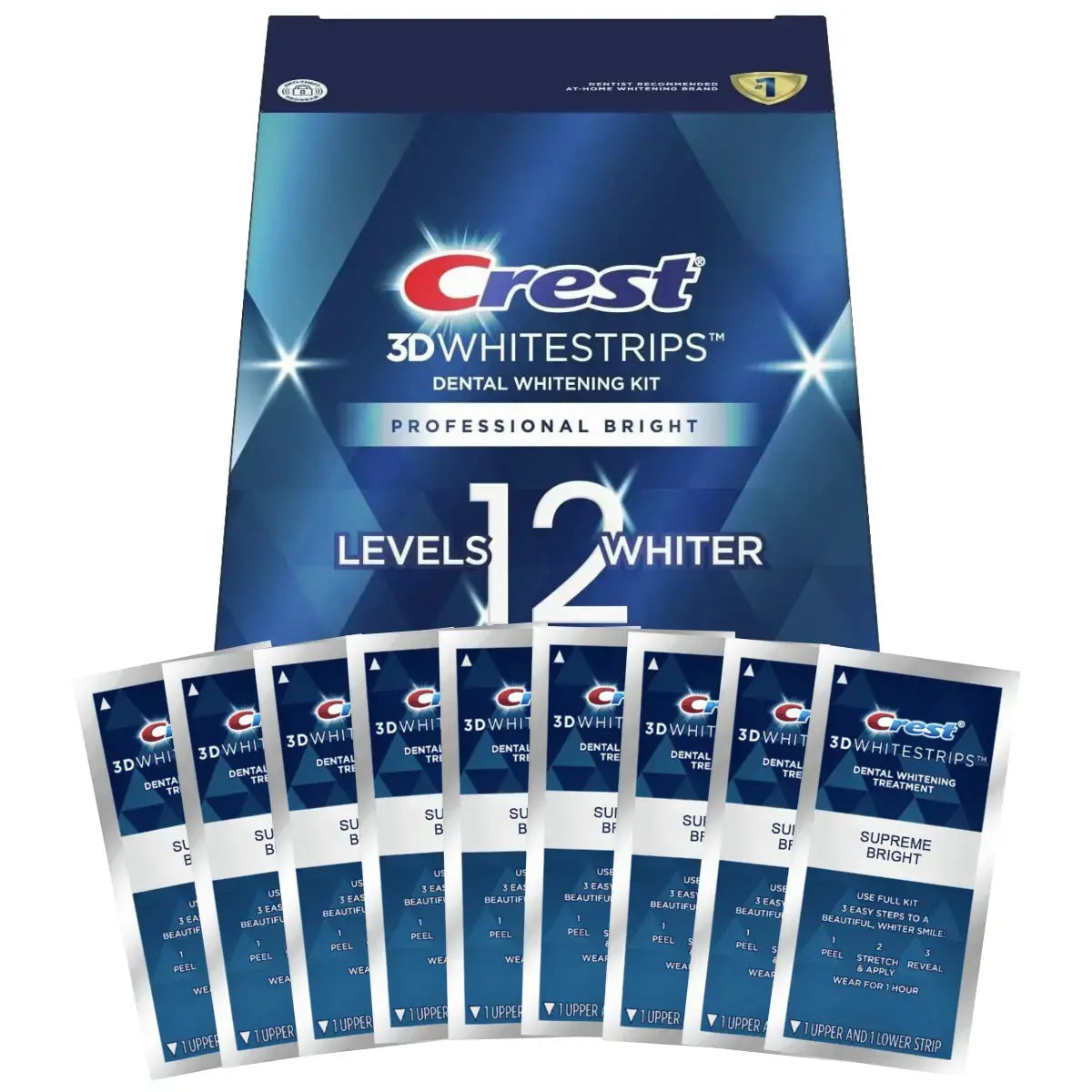 Bandes Blanchissantes Crest 3D Whitestrips Professional Bright 12 Levels Whiter