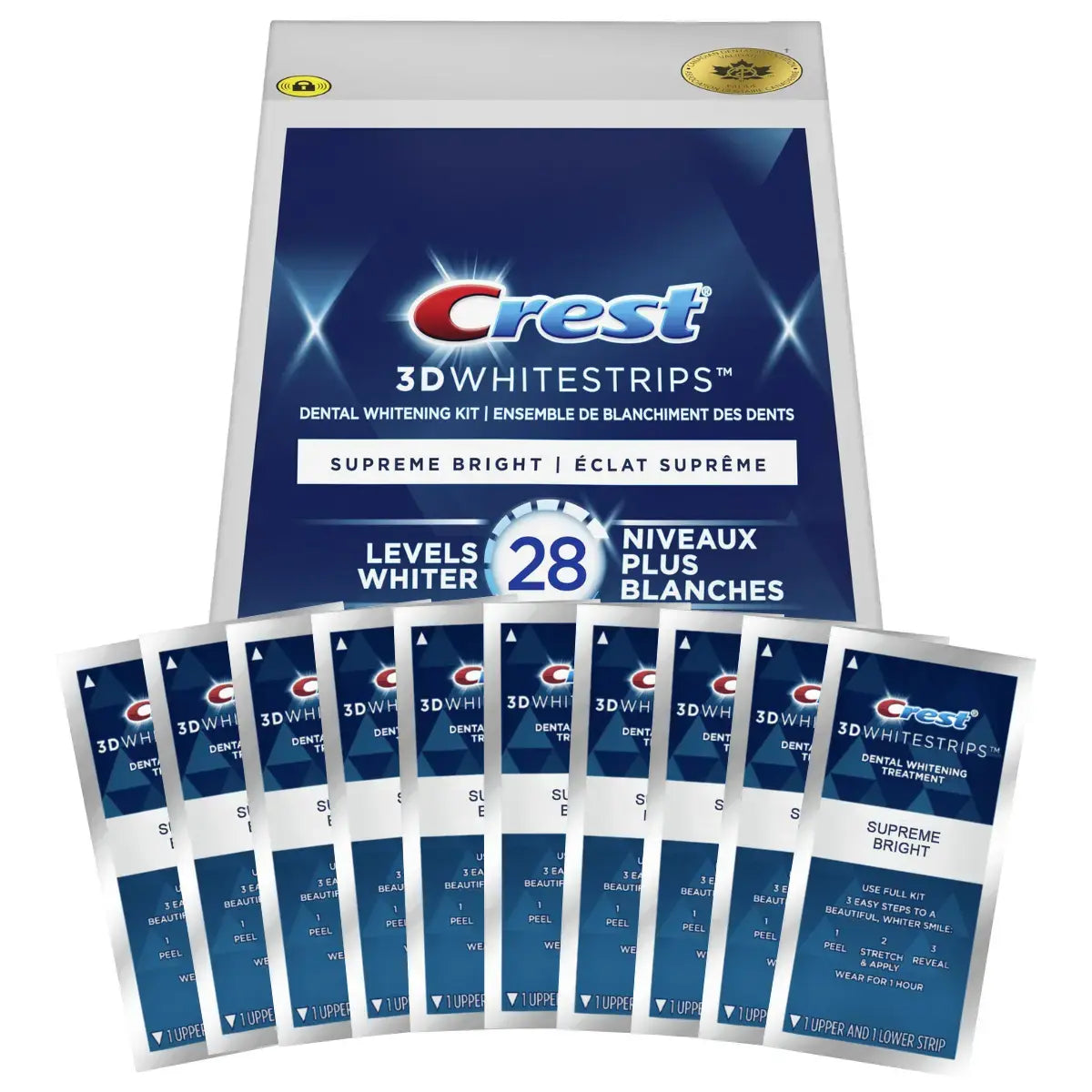 Bandes Blanchissantes Crest Supreme Bright 28 Levels Whiter Whitestrips