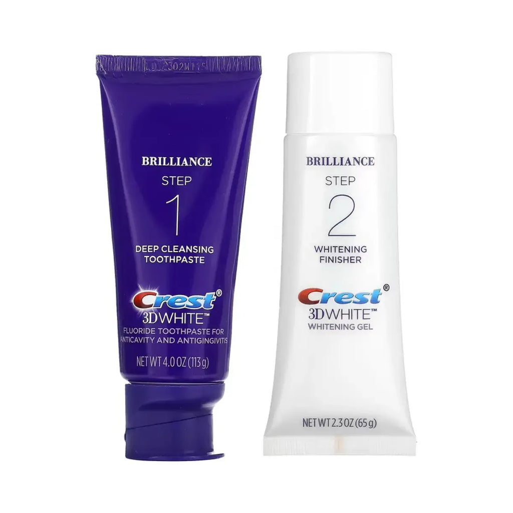 Dentifrice Crest 3D White Brilliance Whitening 2-Step (113g) & (65g)