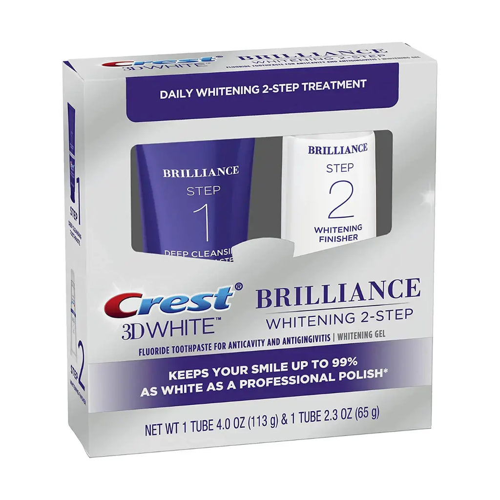 Dentifrice Crest 3D White Brilliance Whitening 2-Step (113g) & (65g)