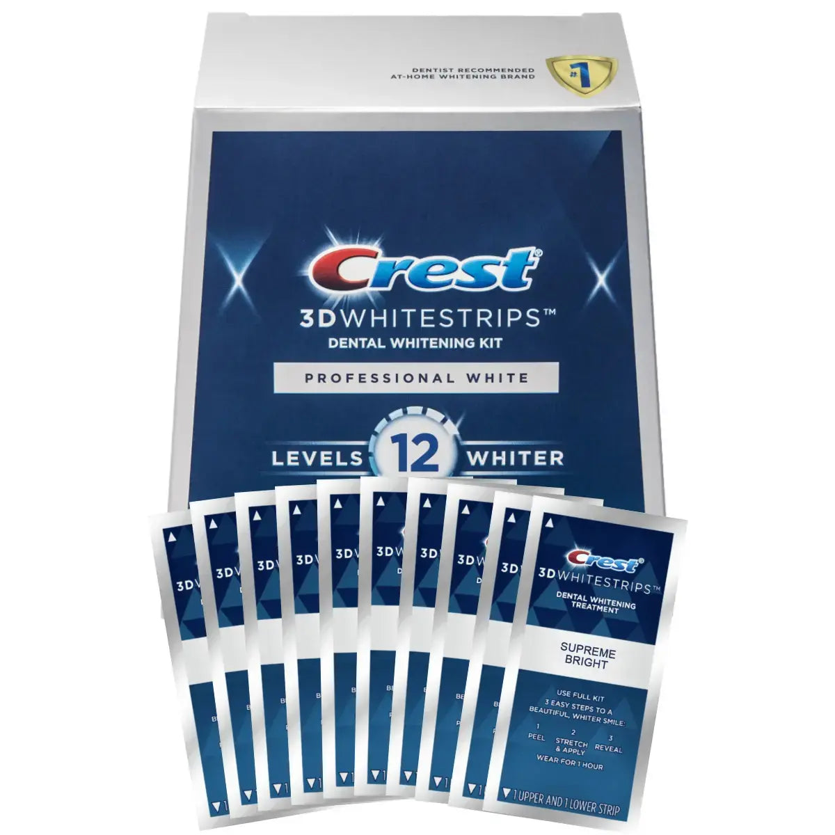 Bandes Blanchissantes Crest 3D Whitestrips Professional White 12 Levels Whiter
