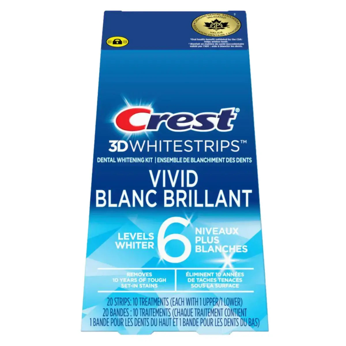 Bandes Blanchissantes Crest Vivid Blanc Brillant 6 Levels Whiter Whitestrips