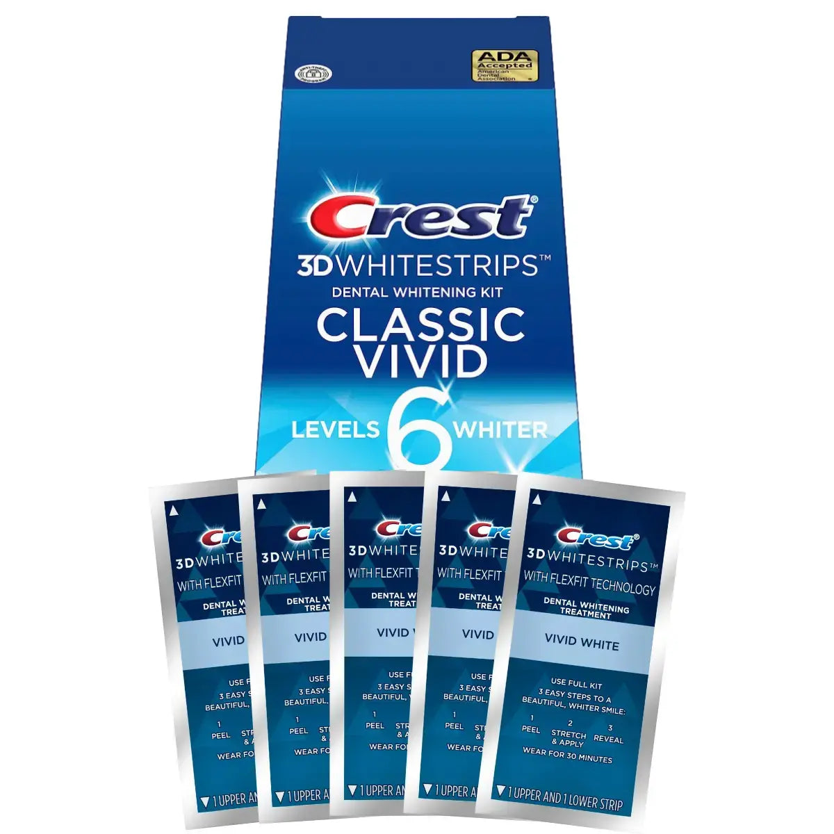 Bandes Blanchissantes Crest Classic Vivid 6 Levels Whiter Whitestrips