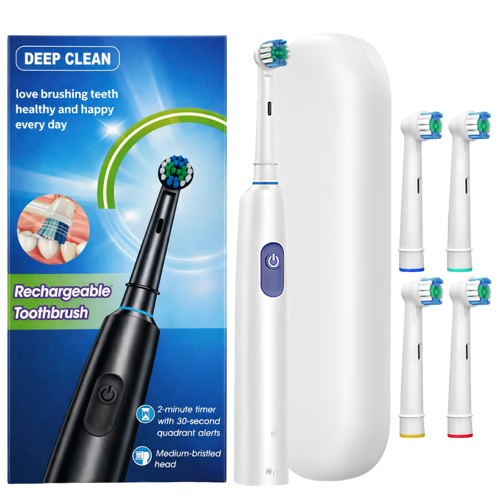 Brosse à dents électrique Deep Clean blanche + 4 têtes