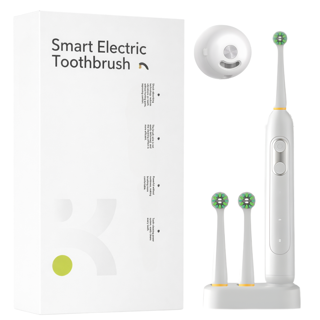 Brosse à dents électrique blanche + 2 têtes + stérilisateur UV