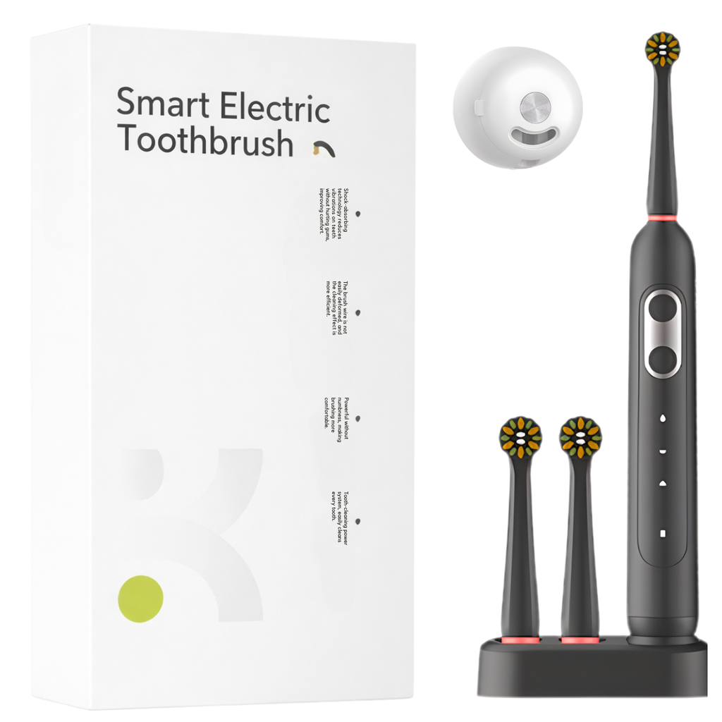 Brosse à dents électrique noire + 2 têtes + stérilisateur UV