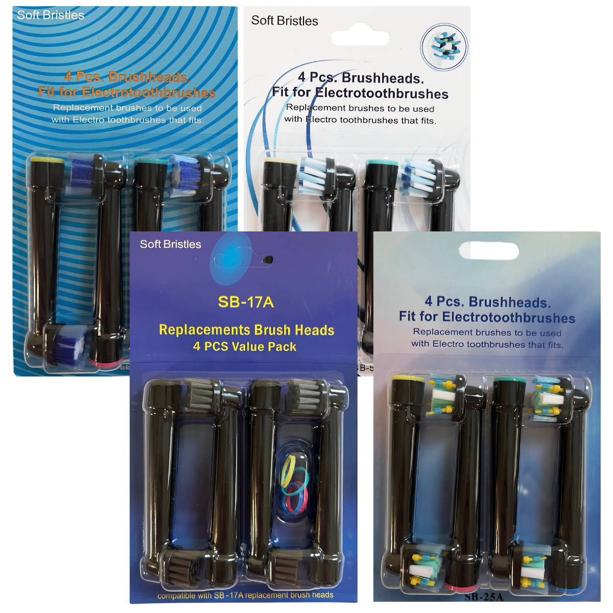 Lot de 16 Têtes de Brosse Compatibles Braun Oral-B – SB-17A/SB-20A/SB-25A/SB-50A